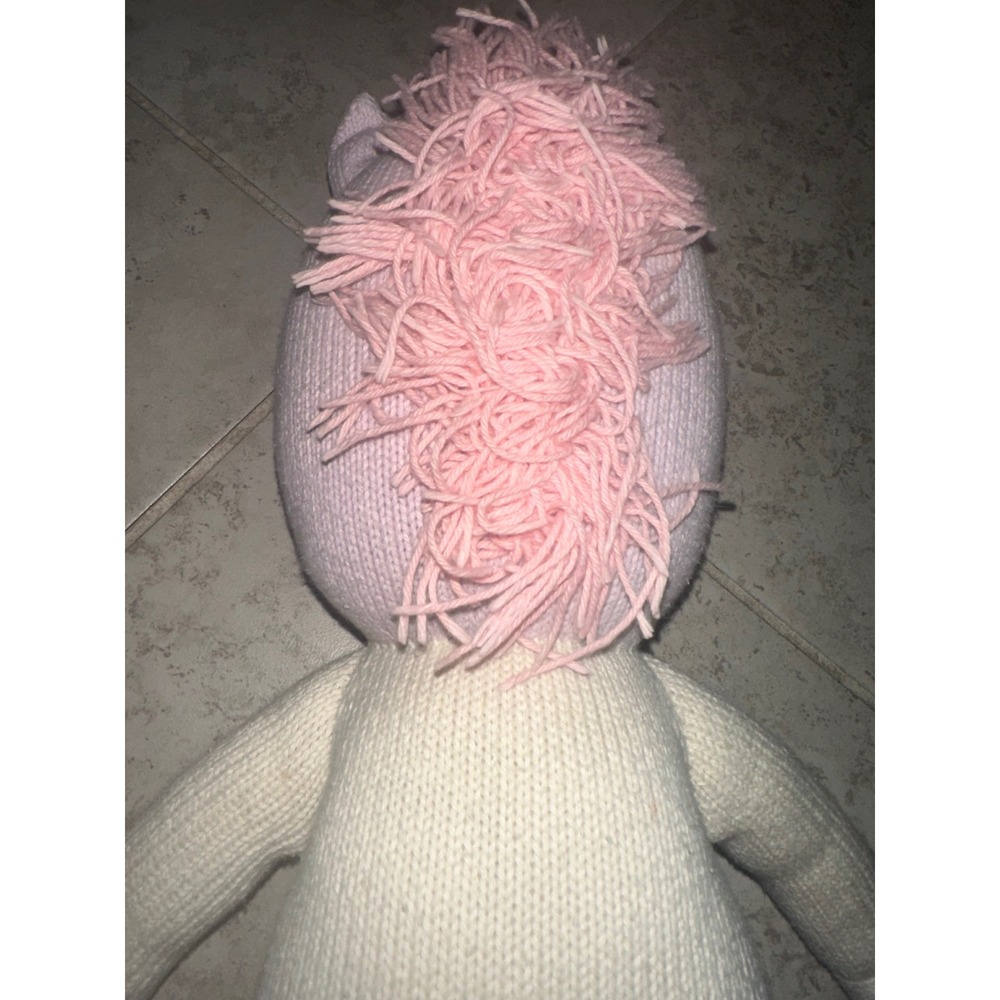 Cuddle + Kind Zoe the Unicorn Hand Knit Plush Doll Rainbow Pink Gold Horn - Picture 5 of 6